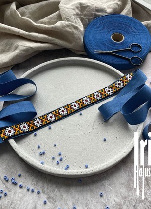 Bukovyna region beaded choker copy of ancient ribbon gerdan Ukrainian jewelry Ukraine necklace9 photo