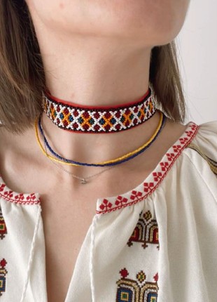 Red bead choker Seed beead necklace copy of Bukovyna necklace Ukrainian jewelry2 photo