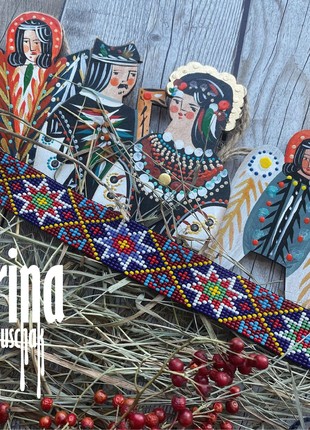 Stars beaded choker Ukraine hutsul pattern Seeed bead necklace10 photo