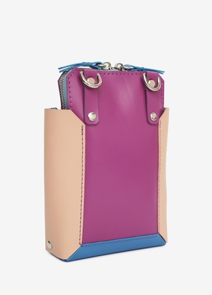 Talia leather bag in blue, pink and purple color3 photo