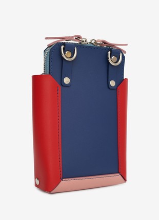 Talia leather bag in blue, red and pink color3 photo