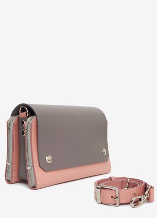 Navi leather bag in grey and rose color2 photo