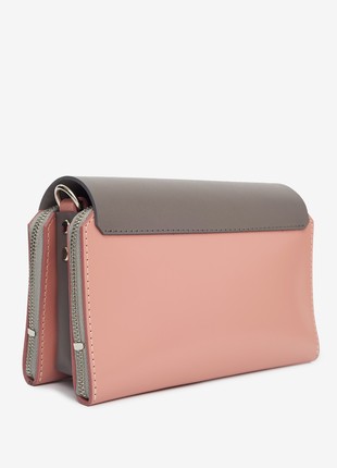 Navi leather bag in grey and rose color3 photo