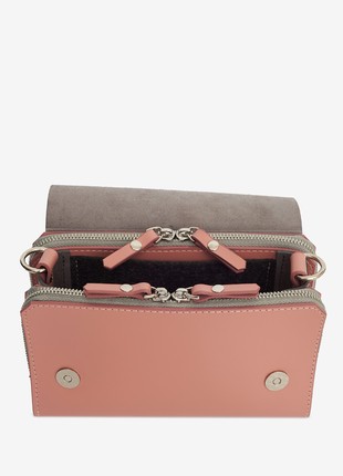 Navi leather bag in grey and rose color4 photo
