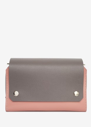 Navi leather bag in grey and rose color
