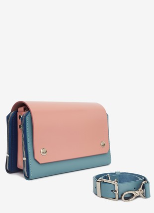 Navi leather bag in blue, dark blue and pink color2 photo