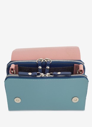 Navi leather bag in blue, dark blue and pink color3 photo