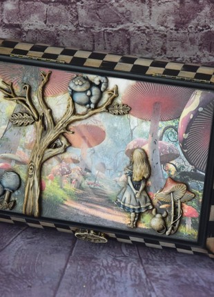 Alice in Wonderland Wooden Tea box5 photo