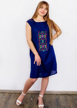 Blue linen tunic-dress 'Yavorivska'1 photo