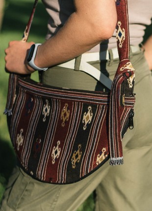Women's textile shoulder bag "Lalechka E" handmade in ethnic style.3 photo