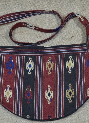 Women's textile shoulder bag "Lalechka E" handmade in ethnic style.4 photo