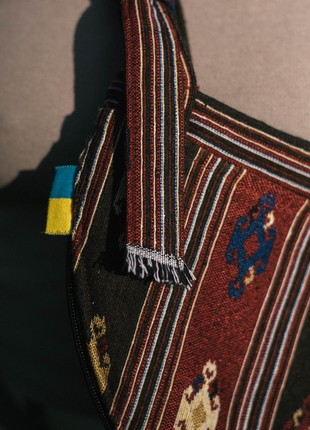 Women's textile shoulder bag "Lalechka E" handmade in ethnic style.5 photo