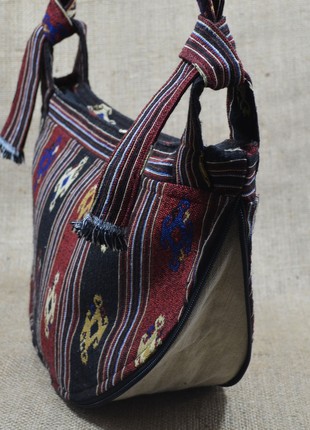 Women's textile shoulder bag "Lalechka E" handmade in ethnic style.7 photo
