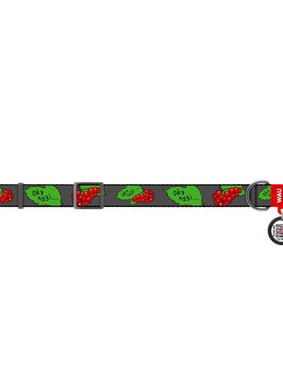 WAUDOG Nylon dog collar, "Guelder rose" design, plastic fastex, size S, W 15 mm, L 25-35 cm5 photo