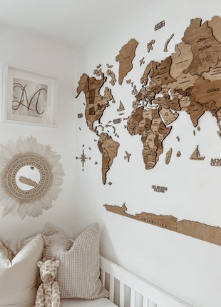 3D XL Wooden World Map Terra5 photo