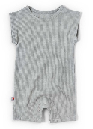 Gray romper for child gender neutral waffle knit Tunes