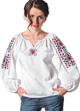 Woman's white linen embroidery Yavorivska5 photo