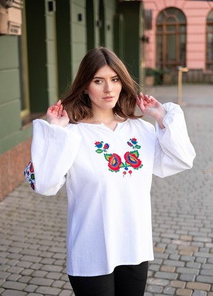 Woman's white linen embroidery Bolekhivska2 photo