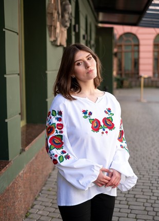 Woman's white linen embroidery Bolekhivska4 photo