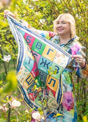 Designer big  scarf ""Ukrainian alphabet ,,  from the designer Art Sana3 photo