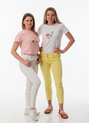 Women's t-shirt with embroidery "Coat of arms Blooming Ukraine" black9 photo