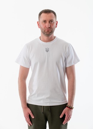 Men's t-shirt with embroidery "Classic tryzub" white