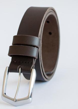 Brown leather belt with silver buckle1 photo