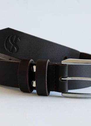 Brown leather belt with silver buckle2 photo
