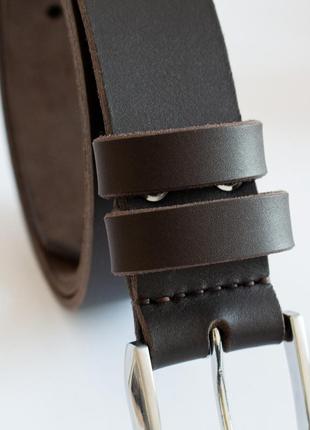 Brown leather belt with silver buckle5 photo