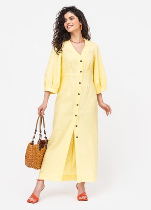 Midi dress with puffy sleeves