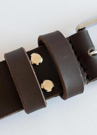 Brown leather belt with silver buckle7 photo