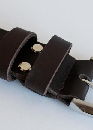 Brown leather belt with silver buckle8 photo