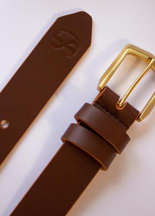 Leather belt, cognac color with brass buckle3 photo