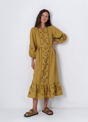 Embroidered dress with wide sleeves Tranoy yellow