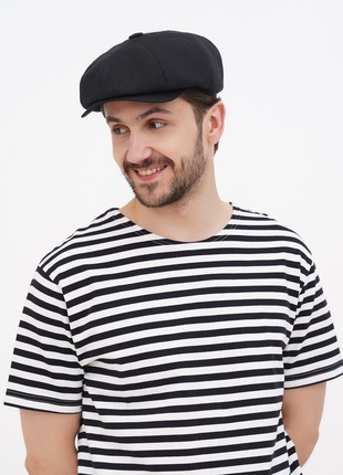 Newsboy hat summer men's wrinkled linen straight visor baker boy cap best black