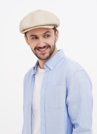 Newsboy hat summer men's wrinkled linen straight visor baker boy cap best beige