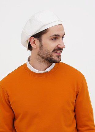 Newsboy hat summer men's wrinkled linen straight visor baker boy cap white10 photo