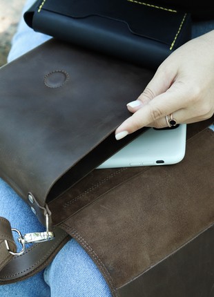 Leather crossbody bag for women / Shoulder side purse / Brown - 10384 photo