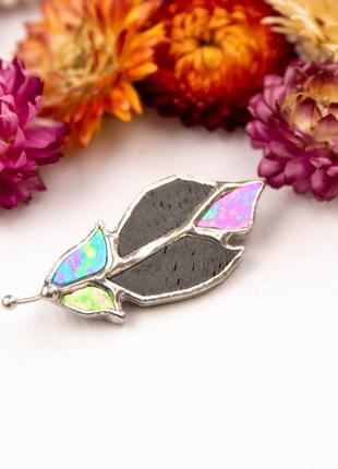 Raven feather stained glass pin3 photo