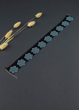Turquoise and black bead choker gift for sister4 photo