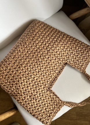 Caramel crochet raffia bag KOLOS5 photo