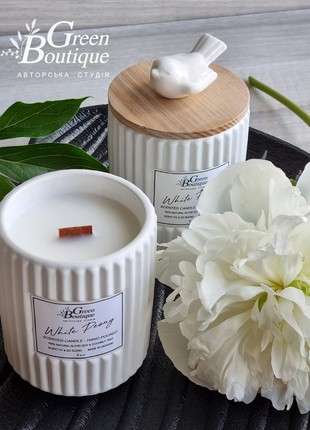 Natural  Coco Apricot Creme candle WHITE PEONY (size L)2 photo