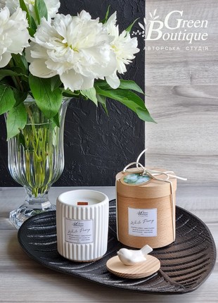 Natural  Coco Apricot Creme candle WHITE PEONY (size L)10 photo
