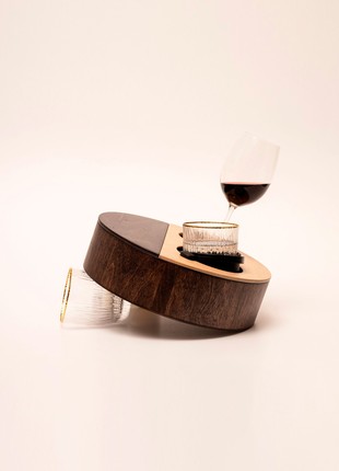 Elegant couch glass holder, wooden coaster for 2 Cups, Snack Storage Couch Bar3 photo