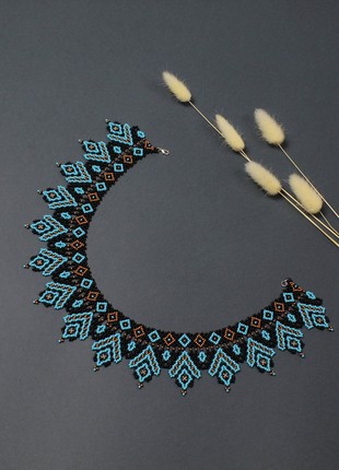 Black and turquoise bead necklace for mom1 photo