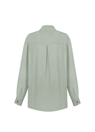 Linen suit, pants palazzo and shirt, olive color4 photo