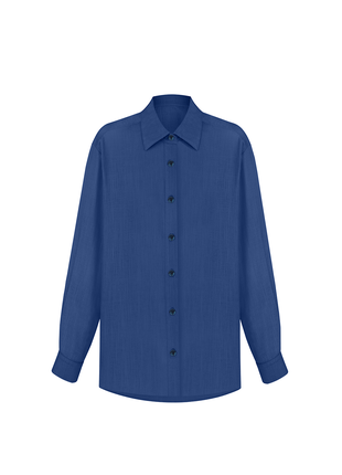 Linen suit, trousers palazzo and shirt, blue color3 photo