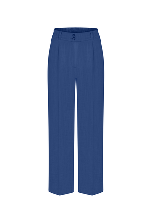 Linen suit, trousers palazzo and shirt, blue color5 photo