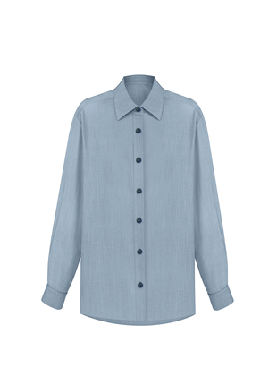 Linen suit, pants palazzo and shirt, light blue color2 photo