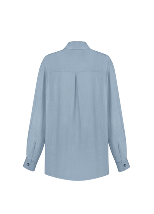 Linen suit, pants palazzo and shirt, light blue color3 photo
